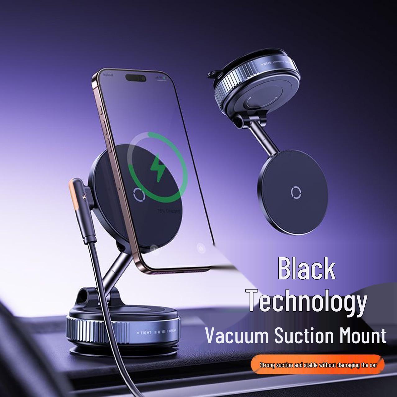

K007S Magnetic Wireless Charging Car Phone Holder with Rotating Suction Mount for Navigation чёрный
