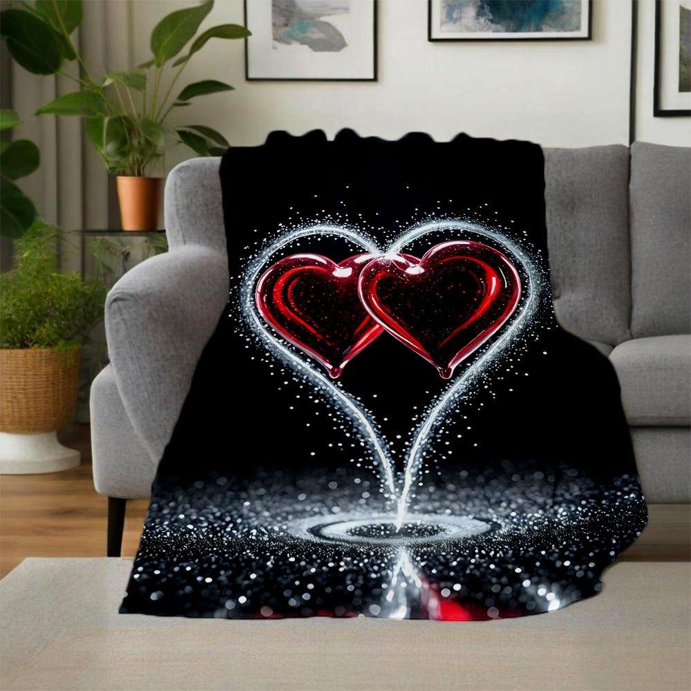 "Decorazioni Scintillanti a Forma di Cuore con Glitter per Feste a Tema Amore"Coperta in Flanella Morbida per Divano, Letto, Viaggio, Campeggio, Ufficio, Cou