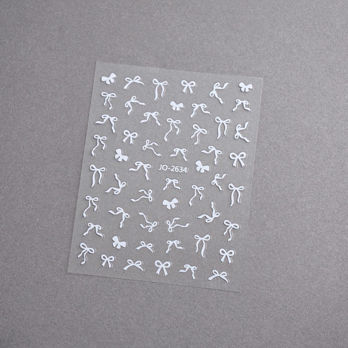 3D Bow Streamer Nail Stickers: Black, White, Gold & Silver