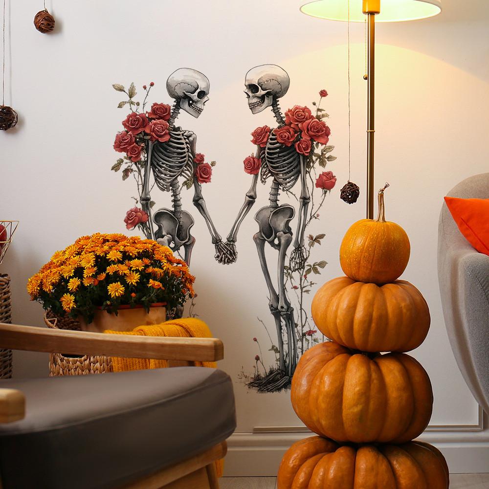 Halloween Rose Romantic Skull Wall Decal For Bedroom And Home Office Decoration