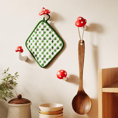 Cute Mushroom Wall Hook Decorative Key Holder Hook No Drill Wall Mounted Red Mushroom Hook for Bedroom Bathroom Entryway Coat Scarf Bag Towel