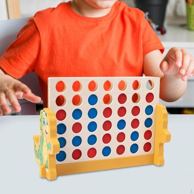 Wooden 4 In A Row Game Classic Strategy Portable Ages 6+ 2 Player Fun Family Board Games Mini