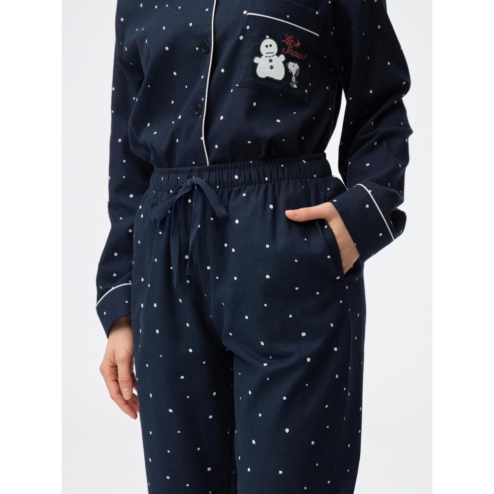 Gu By Uniqlo Flannel Pajamas Long Sleeves Long Pants Peanuts