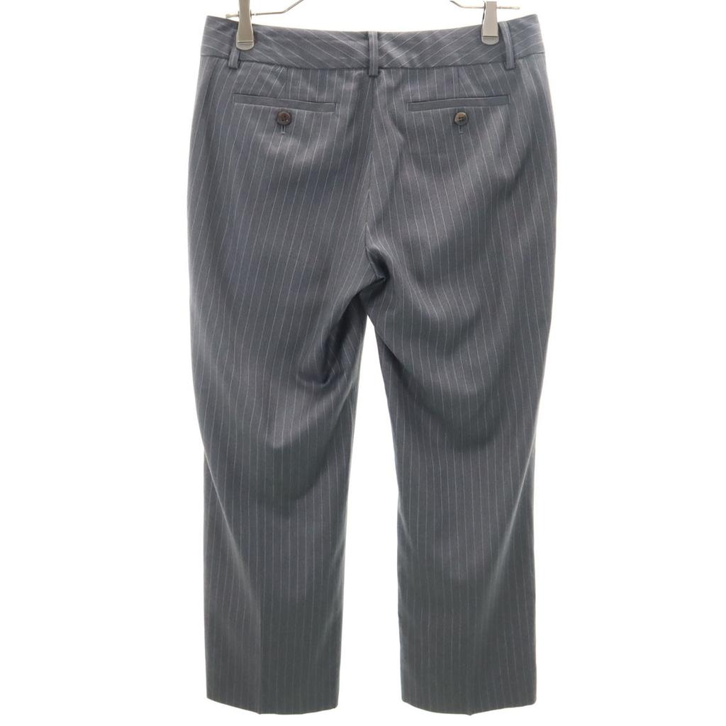 INED Silk Blend Striped Pattern Slacks Pants 11 Gray Women Used