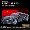 1/24 Scale Bugatti Atlantic Supercar Diecast Car Model Toy, Pull Back Toy Vehicle with Sound and Light for Kids Toddler Boys Girls Gift Collection