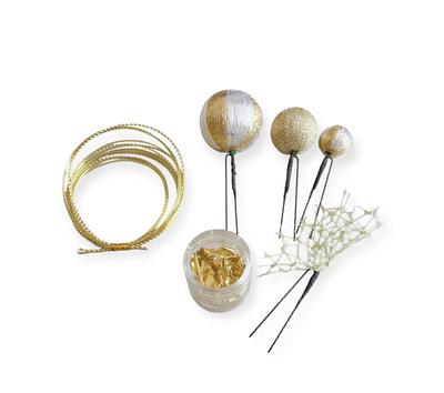 Japanese Hair White Ball Gold Graduation Bridal Clothing, Ornament, Gold, Kanzashi, Mizuhiki, Mesh, Leaf, Coming-of-age Ceremony, Ceremony, Wedding,