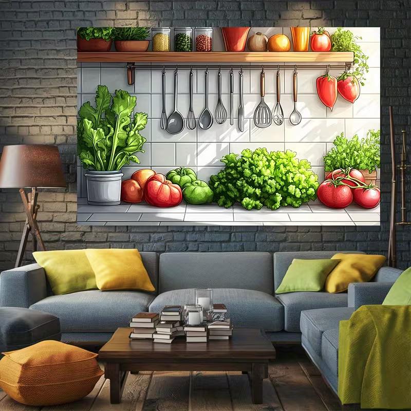2D Flat Print Farm Fresh Produce Backdrop Cooking Party Background Cloth