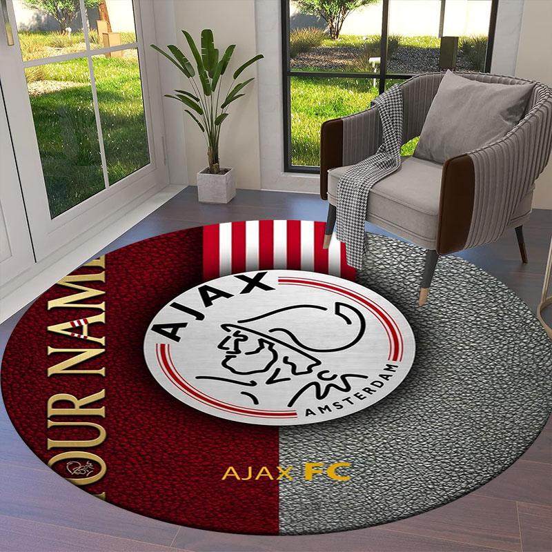 AFC Ajax Custom Name Round Area Rug,Carpet Rug for Living Room Bedroom Sofa Playroom Decor,Non-slip Floor Mat