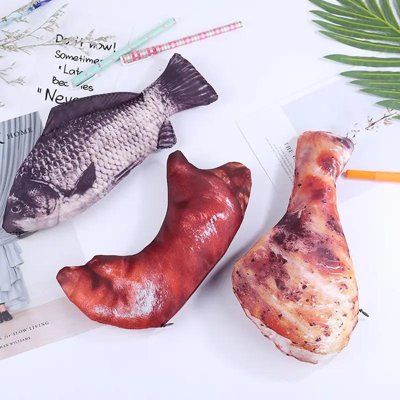 Pig's Trotters Meat Pencil Case Drumstick Carp Simulation Food Fish Shape Pen Bag Chicken Legs Realistic Stationery Bag