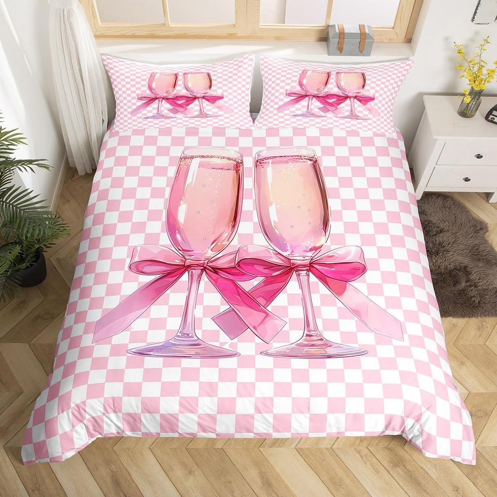 Wine Glass Duvet Covers for Adults Queen Lightweight Down Quilt Covers Romantic Style Bedspread Cover Bedroom Decor No Comforter