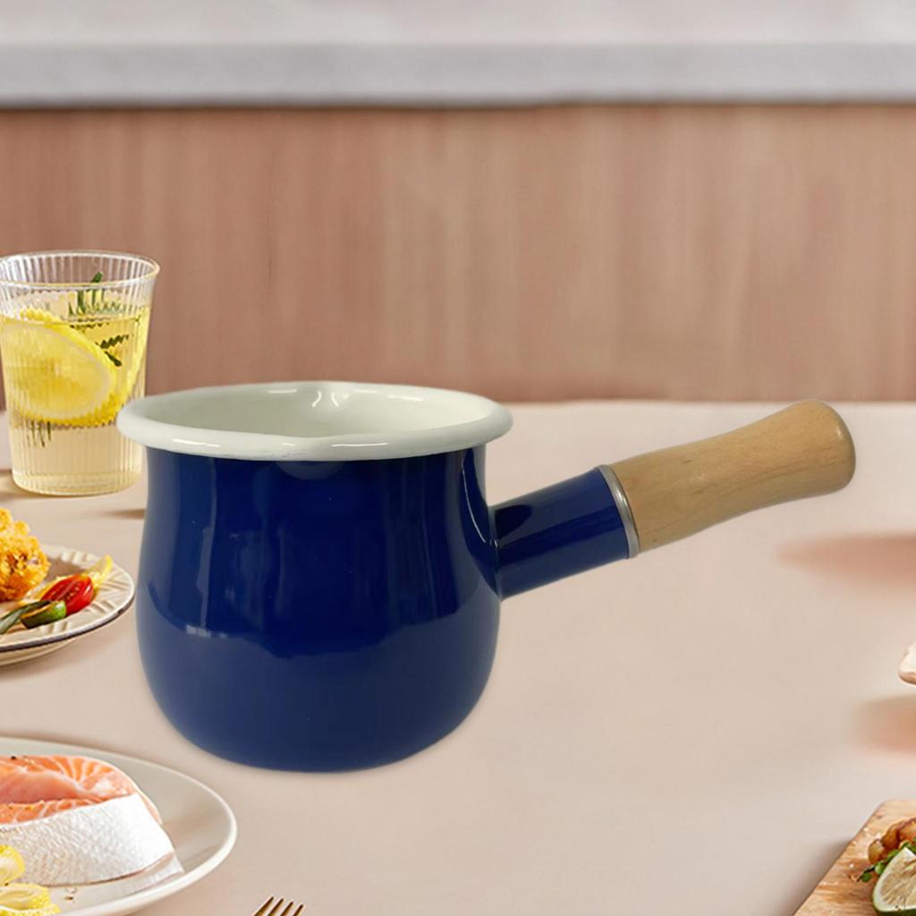 17oz Mini-Milchtopf, Kleiner Topf Suppentopf Mehrzweck-Kochgeschirr mit Holzgriff für Tee