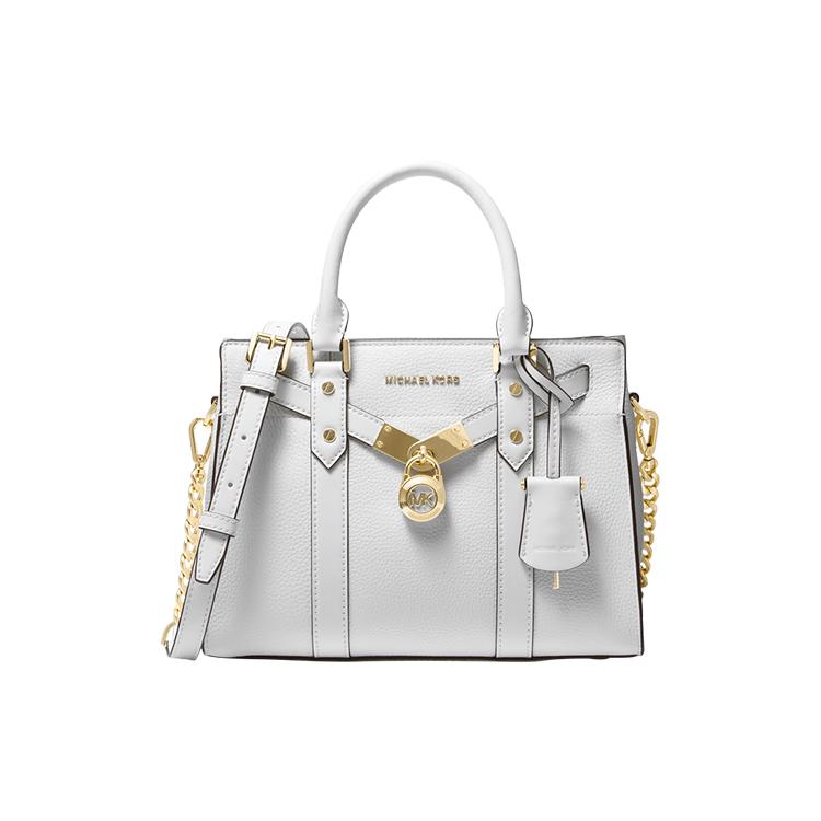 New MICHAEL KORS Nouveau Hamilton Cow Leather Crossbody Bag, Handbag Small Women's White 30F9G0HS1L-085
