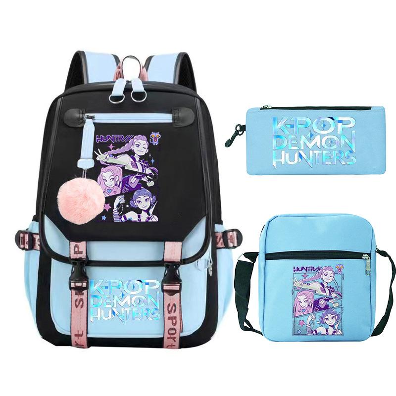 KPop Demon Hunters Fashion Student School Bag Shoulder Backpack Casual Pencil Bag