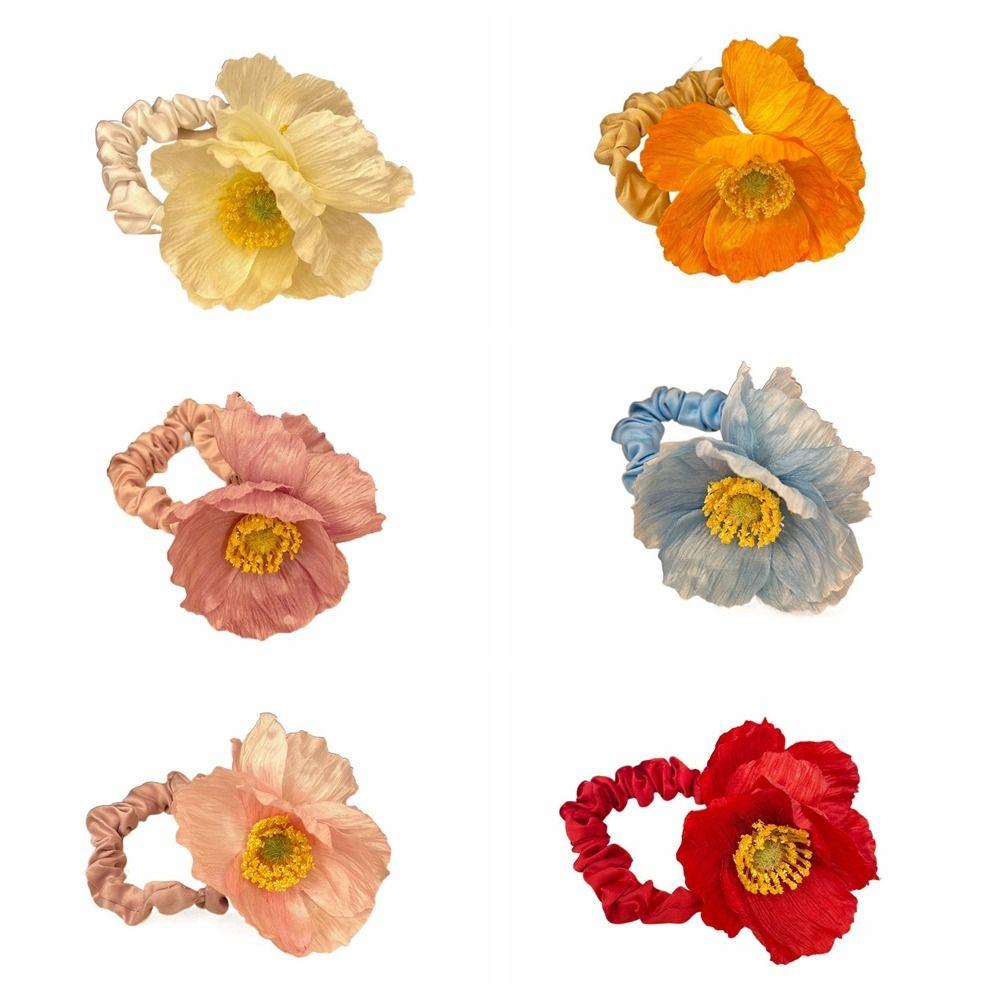 Ponytail Holder Flower Hair Tie Cloth Elastic Hair Band Large Intestine Hair Ring Daily