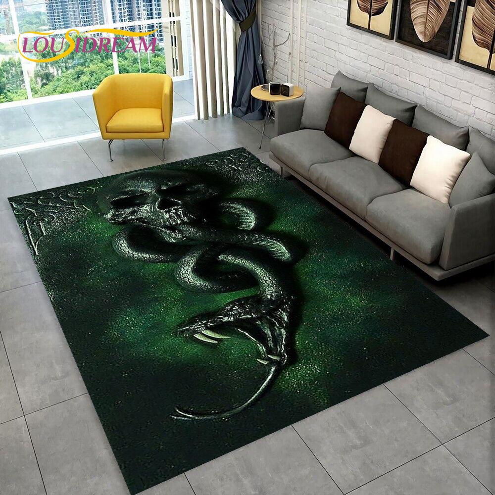 3D Gothic Horrible Snake Serpent Area Rug,Carpet for Home Living Room Bedroom Sofa Doormat Kitchen Decor,kids Non-slip Floor Mat
