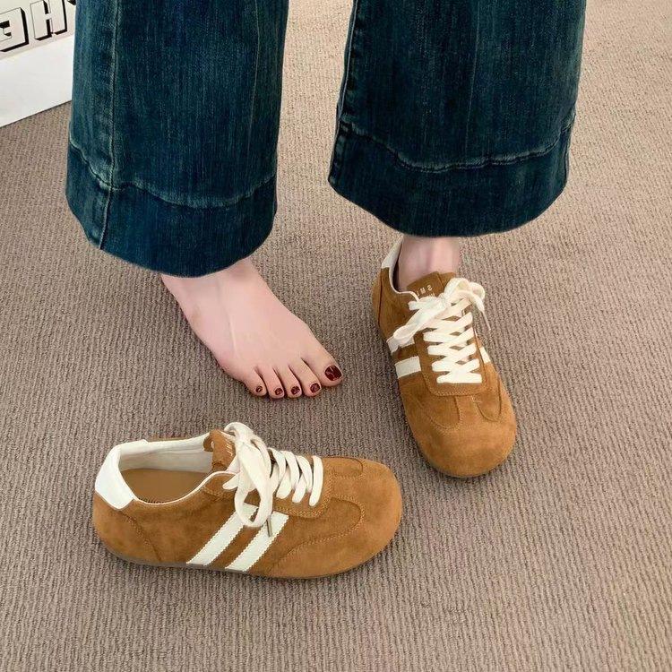 Popular retro flat-bottomed German training shoes women's 2025 autumn new light and comfortable color matching versatile niche casual shoes