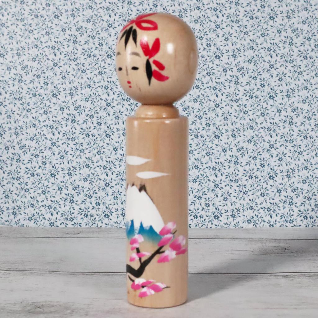 Castle Enterprise Traditional Michinoku Kokeshi Fuji Made In Japan Japanese Souvenir 4-inch Mt. (boxed)
