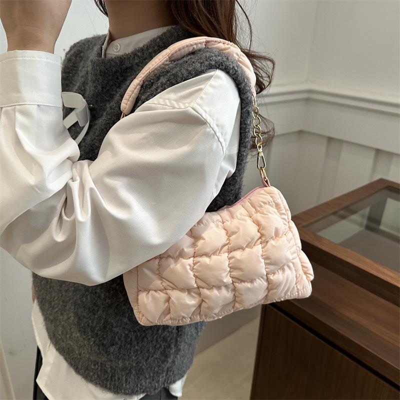 2024 Pleated Cloud Bubble Shoulder Bag - Trendy Korean Down Cotton Underarm Design