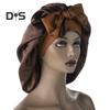 Sleeping Hat Solid Color Stretchy Ribbon Decoration Satin Fabric Round Hat Fine Texture Daily Wear Sleep Bathroom Headwear