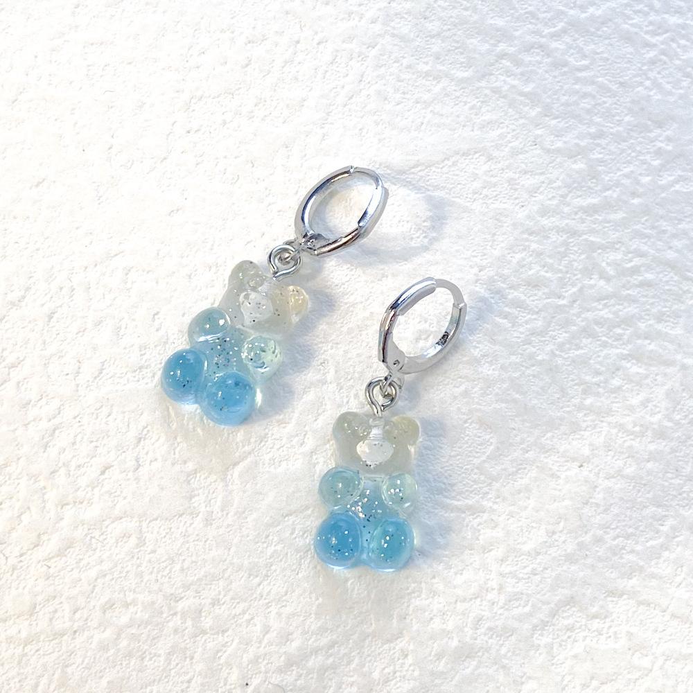 Gradient Chic Resin Bear Earrings Creative Animal Shape For Women