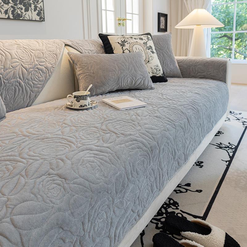 Crystal Velvet Sofa Cushion Cover Cushion  All Seasons Modern Solid Color Cotton Anti-slip Sofa Cover