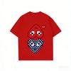 Summer New Play Trendy Brand Unisexs and Womens Casual Heart Printing Round Neck Couple Outfit Top Short Sleeves Tshirt