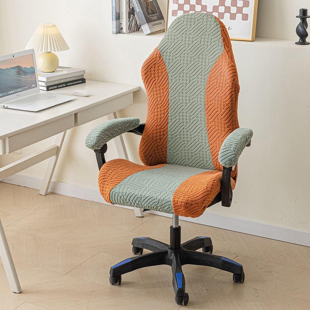 1Set Office Computer Chair Gaming Chair Covers Fleece Jacquard Seat Protect Cover Chair Cover Set
