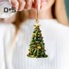 Christmas Tree Pendant Acrylic Tree Shape Book Cucumber Ornament Xmas Tree Hanging Decoration for Indoor Outdoor Winter Decor
