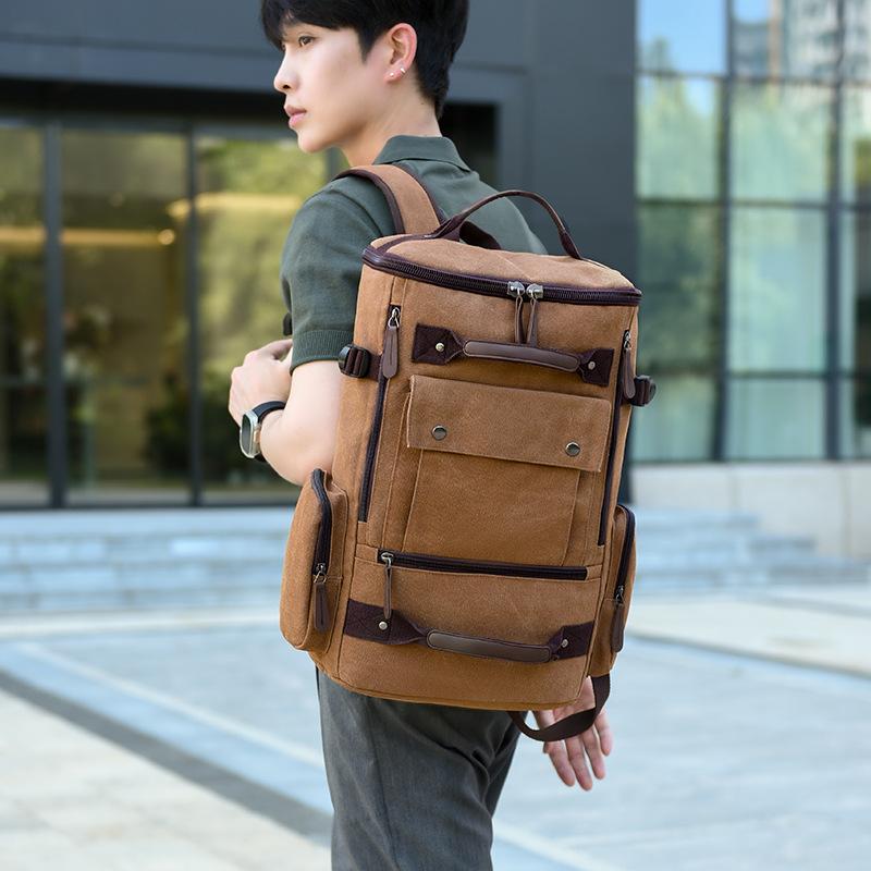 Schoolbag Hot Sale Casual Canvas Backpack Men's Multifunctional Retro Fashion Backpack Outdoor Mountaineering Travel Computer Bag