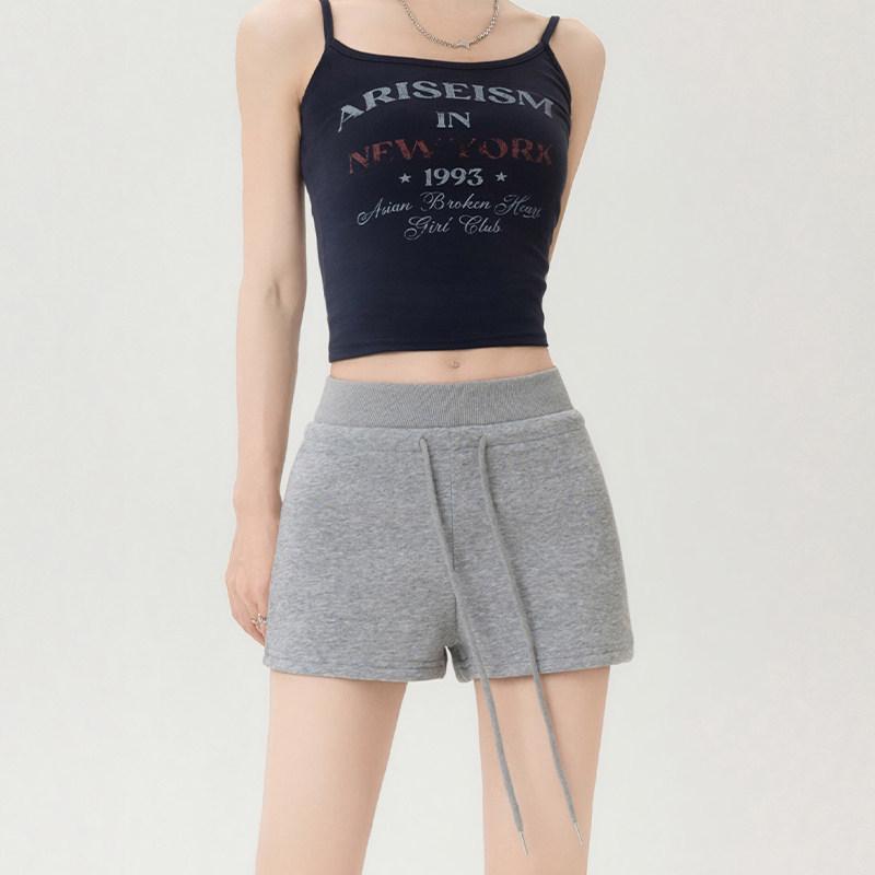 Women's 2026 American Retro Sports Shorts - Summer Letter Print, Loose Fit Hot Pants, Versatile Design