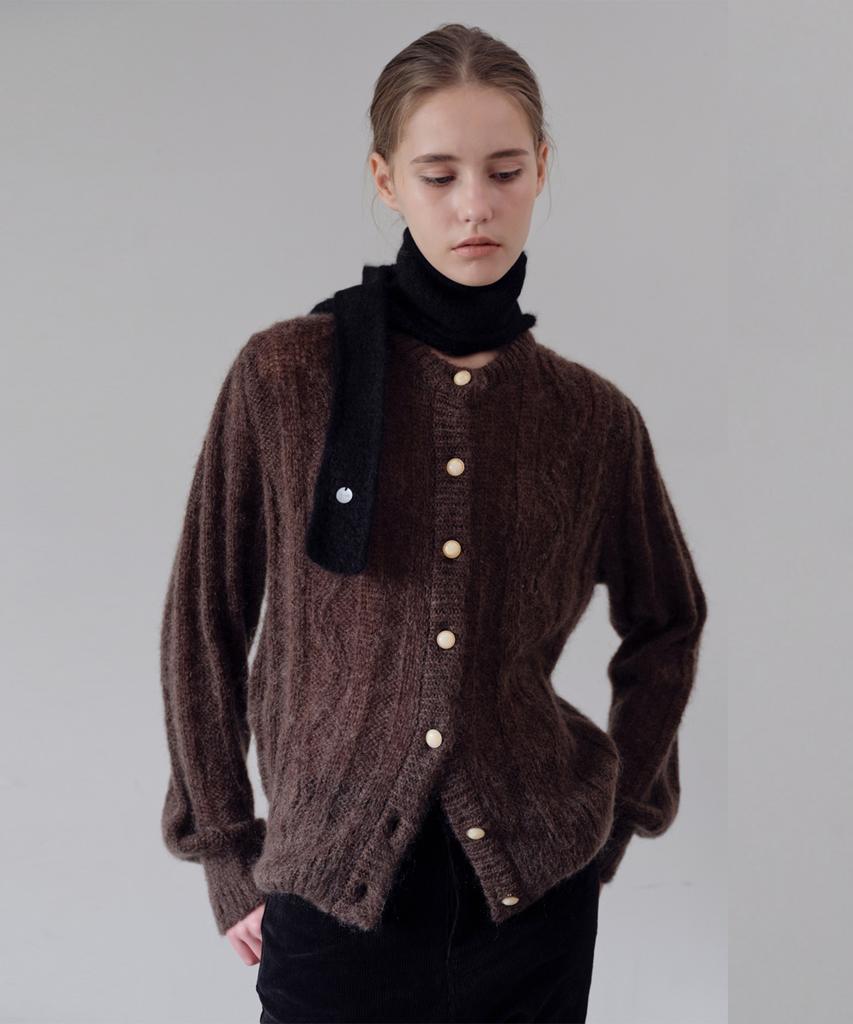 Deolil Mohair Vintage Puff Cardigan_Brown