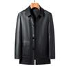 Men's Casual Sheepskin Leather Jacket: Turn-Down Collar, Ideal for Spring/Autumn, Perfect for Middle-Aged and Elderly.