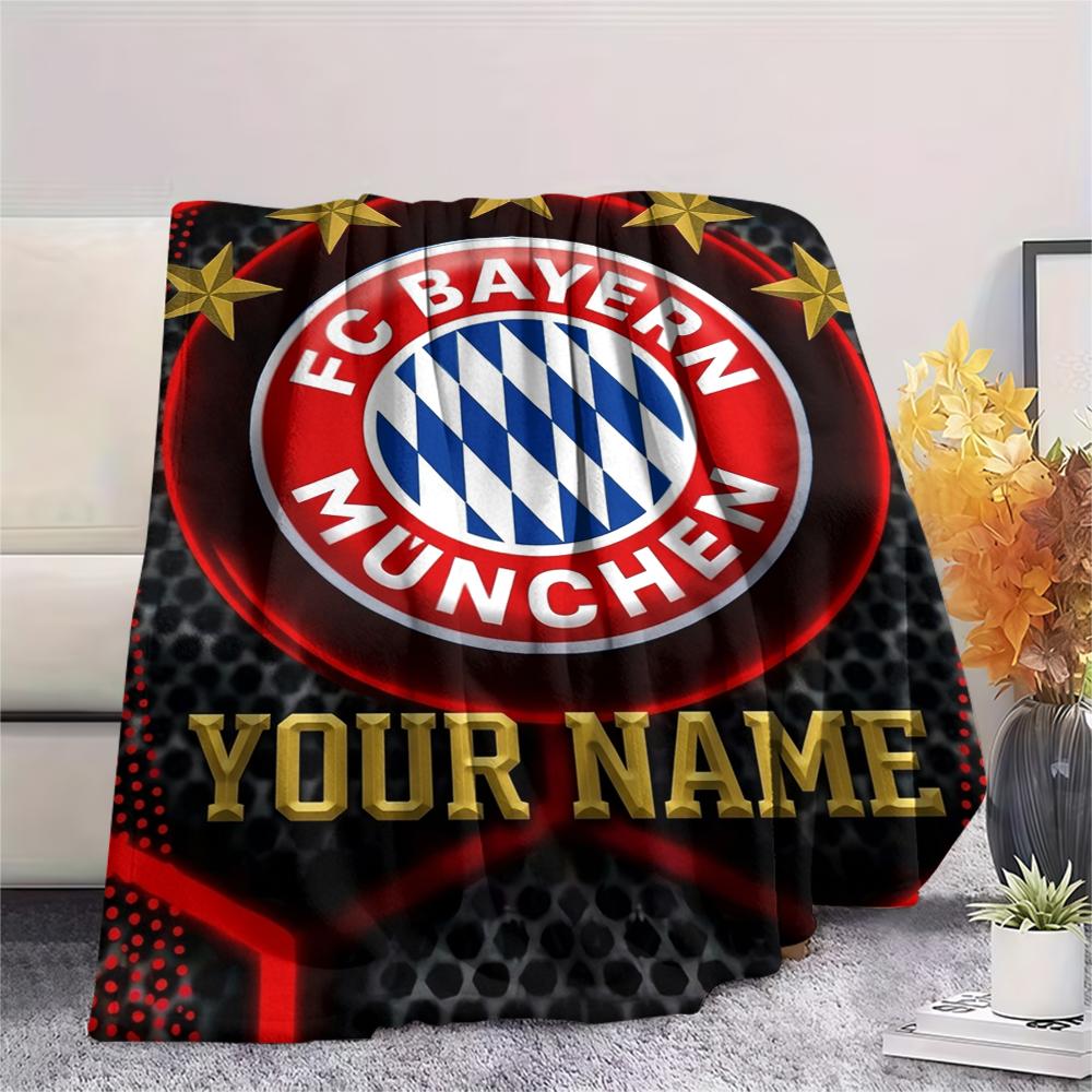 1pz Coperta in Flanella Personalizzata con Nome e Motivo FC Bayern Monaco Adatta a Tutte le Stagioni per Arredamento Casa Calore e Comfort Regali Regalo Festivo_xia