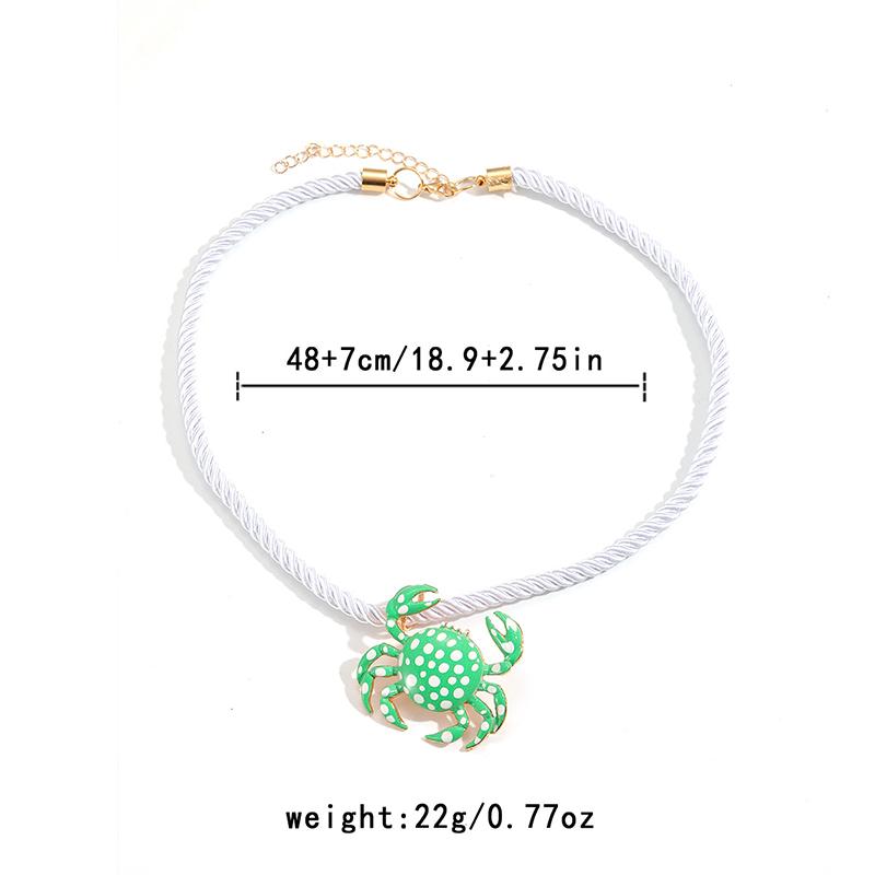 Colorful Enamel Crab Pendant Necklaces for Women Fashion Ocean Style Exaggerated Charm Choker Necklace Vacation Jewelry Gift