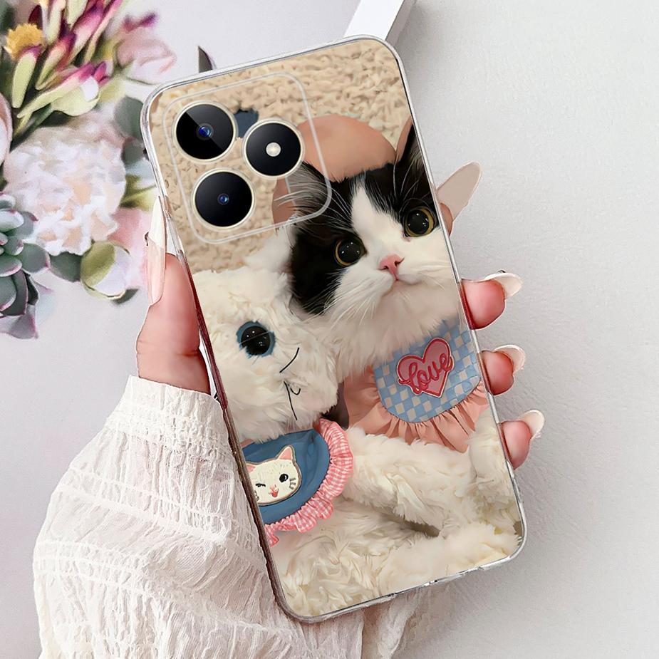 Für Realme Note 50 Hülle RMX3834 Niedliche Katze Bemalte Abdeckung Klare Silikon Weiche TPU Handyhülle Für Realme Note 50 Note50 Fundas Coque