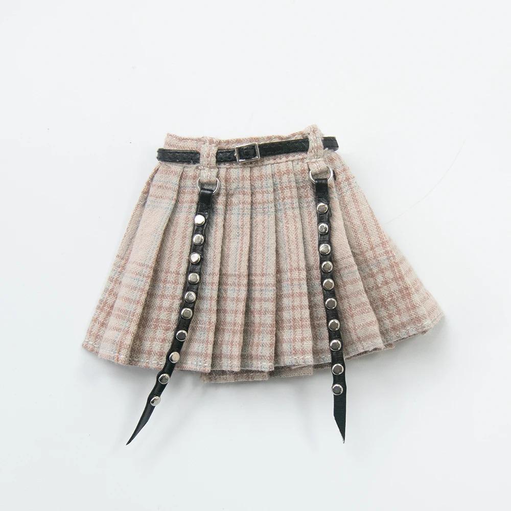 Roupas Blythe Saia Plissada Xadrez Top Tomara-que-caia Vestido de Tule Conjunto Saia com Babados para bonecas Licca Azones Ob22 Ker YMY acessórios