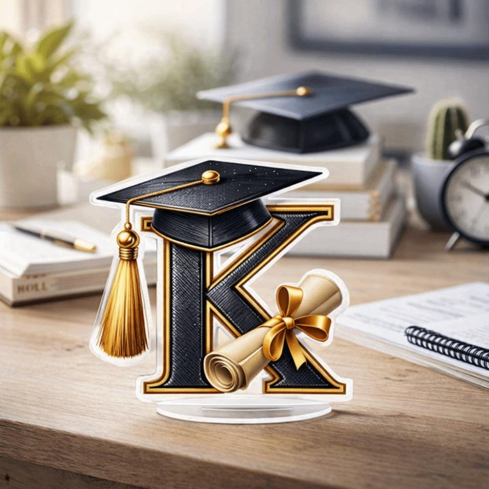 Alphabet Design Graduation Decorations 2D Flat Desktop Ornament Graduation Gifts  Celebration
