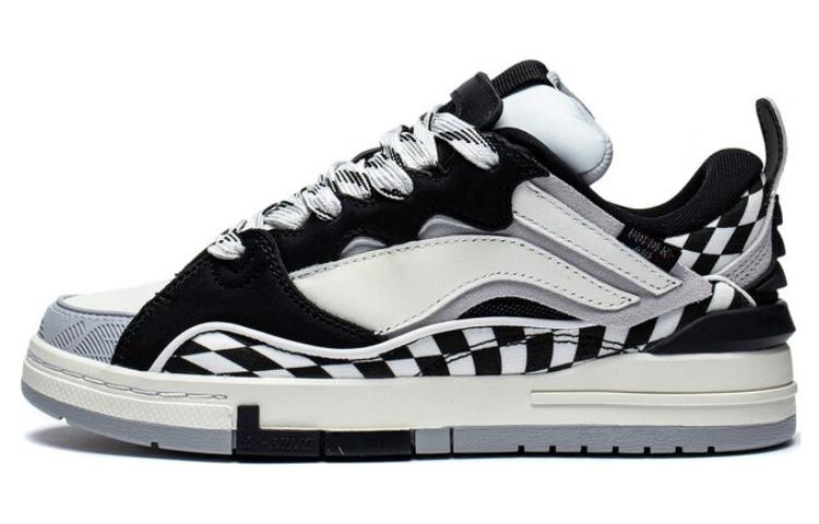 Li Ning Wave Золотые износостойкие дышащие низкие кеды для скейтборда Женские Черно-белые AECS074-8 35.5