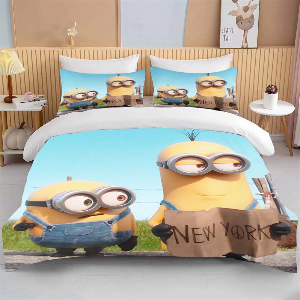 M-Minions Duvet Cover Sets 2/3 Pcs, Anime Microfiber Quilt Cover Bedding Bed Covers With Pillowcases75*50Cm With Zipper Closure