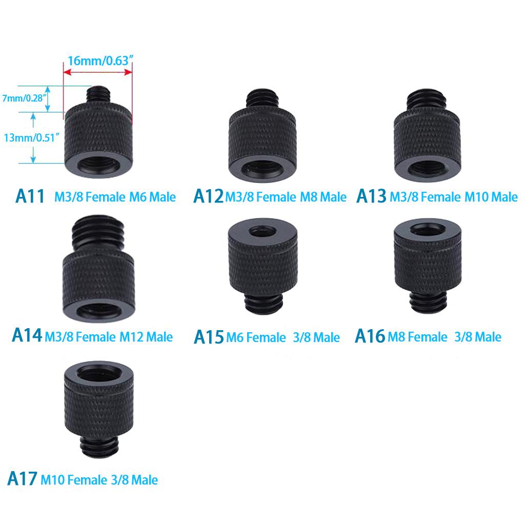 2x 3/8 To M6 M8 M10 M12 Camera Screw Tripod Base Connection Fixed Mount Conversion Screw Tripod Photography Accessories