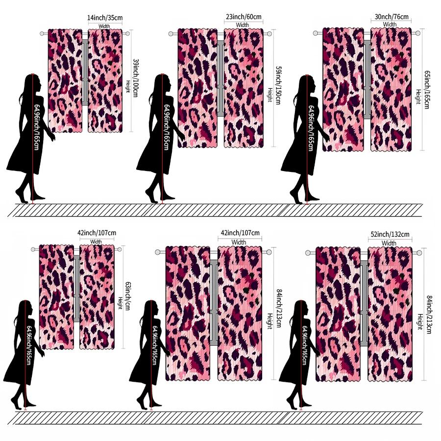 Pink Leopard Print Curtains Pole Bag Christmas Decorations Daily Home Room Curtain Polyester