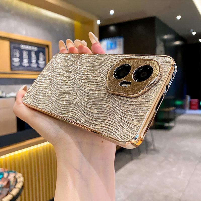 For Honor 300 Luxury Gradient Glitter Plating Case For Honor 100 Pro 200 300 Ultra Rhinestones Soft Bumper PC Hard Back Cover