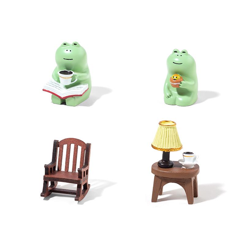 Japanese Frog Coffee Table Ornament: Cartoon Miniature Healing Rocking Chair Decoration