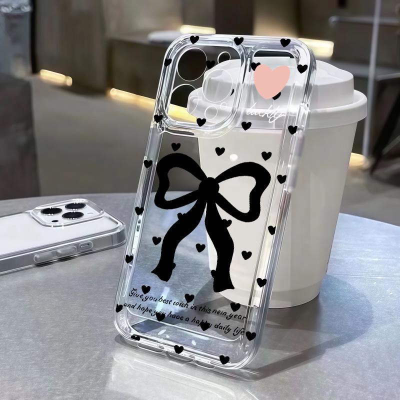 Luxury Soft Clear Wave Point Bow Phone Case For IPhone 17 Air 16 15 Pro Max 11 13 14 Pro Max Plus 12 Mini 16E Shockproof Cover