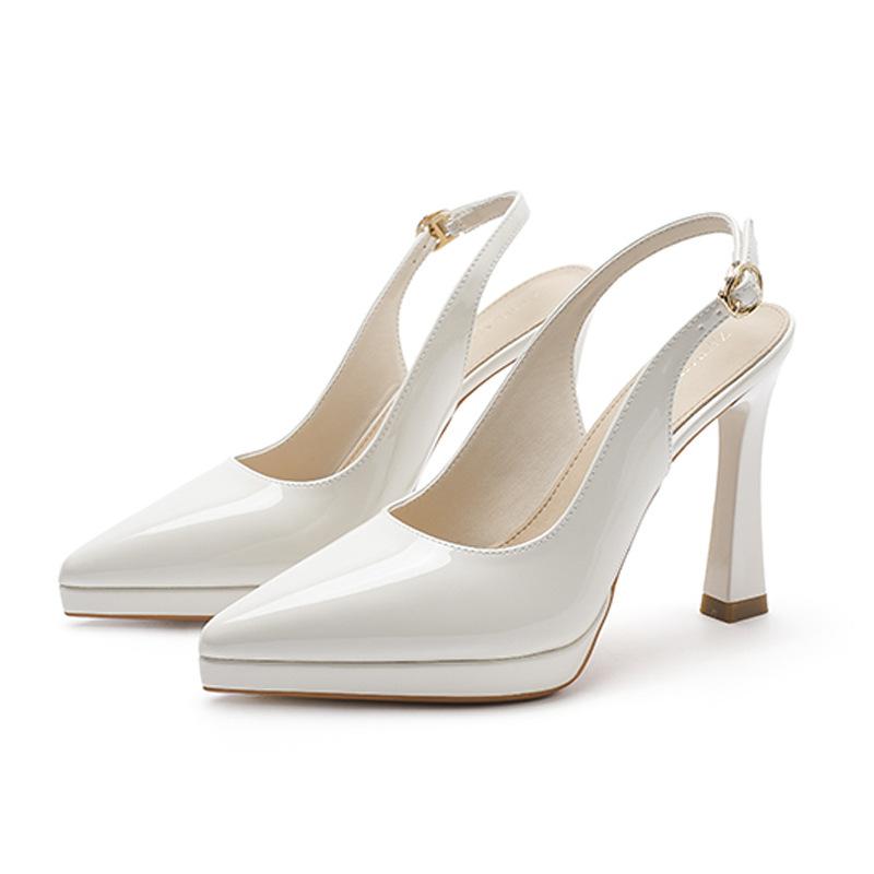 

C сумка голова задняя пустые сандалии женские летние новые острый носок шпилька высокие каблуки водонепроницаемая платформа не устают ноги одинарная обувь 40