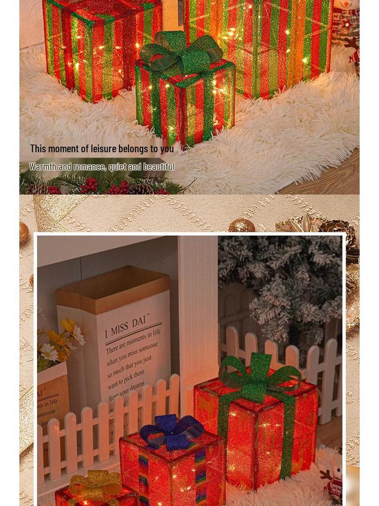 Christmas Gift Box Set: 3-Piece Fairy Light Decorations for Birthday Parties and Ornaments