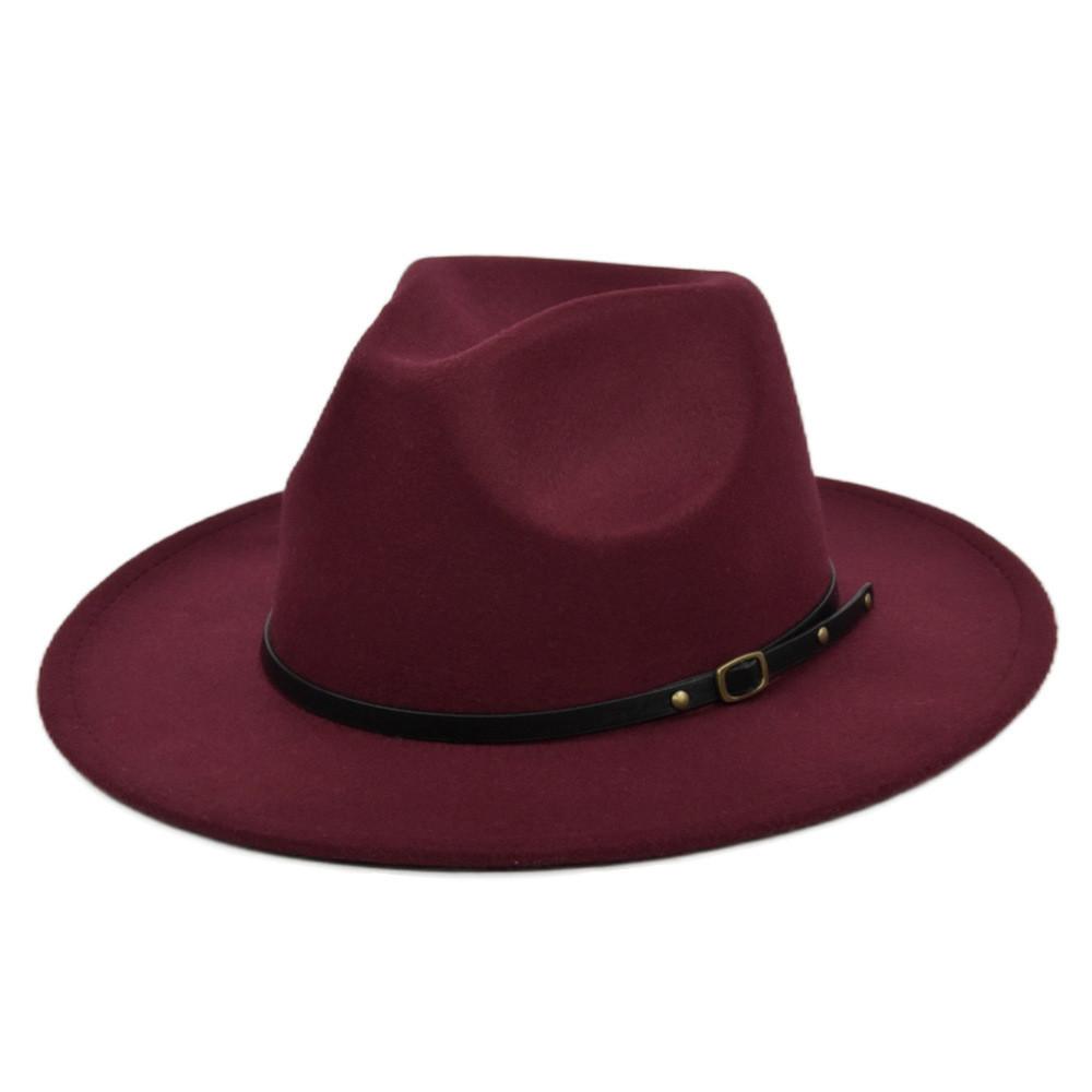 Retro Plush Jazz Multi Color Flat Big Brimmed Hat With Fashionable Personality