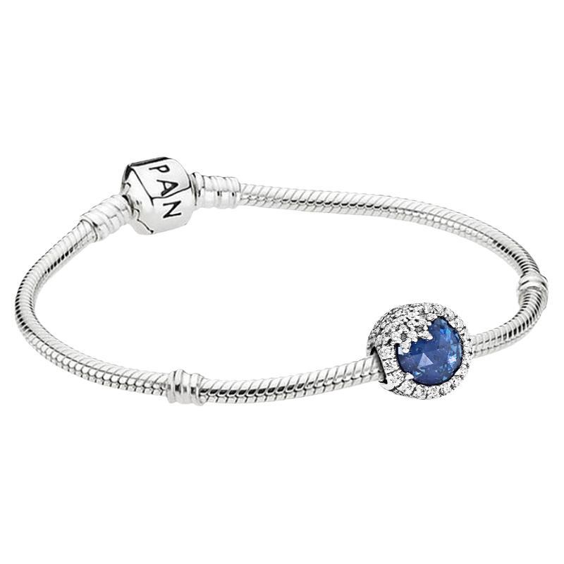 Pandora Blue Intoxicating Moonlight Beaded Snake Chain 925 Silver Basic Bracelet Women s Style HZYT0018