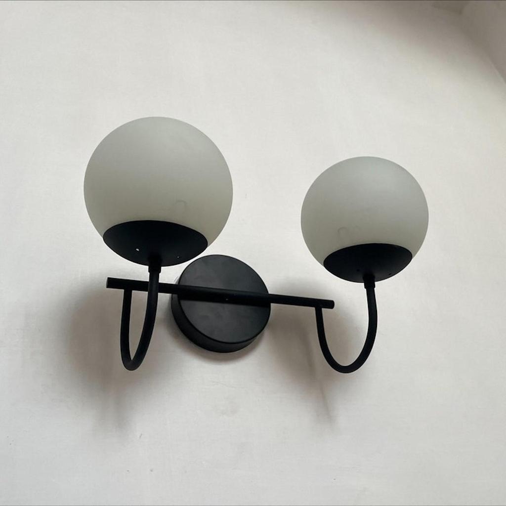 Wall Sconce 2 Glass Globe Handmade Wall Light Matte Black Sputnik Modern Mid Century Light Fixture Décor