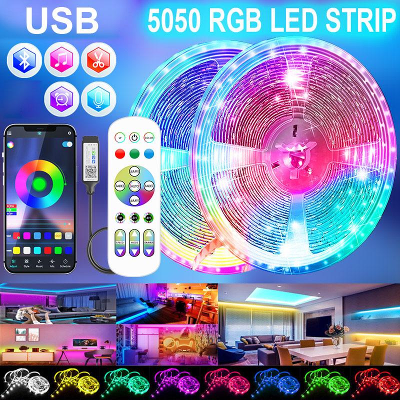

USB светодиодная лента 5050 RGB светодиодные фонари 5 В Bluetooth гибкая лента диодная лента управление через приложение для телефона ТВ подсветка украшение комнаты